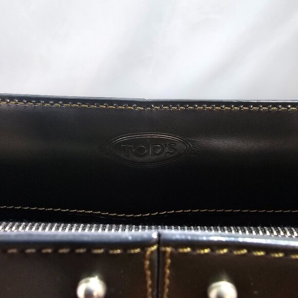 Tod's Vintage Dark Green Leather Shoulder Bag Stud Detail Made in Italy - Picture 3 of 3